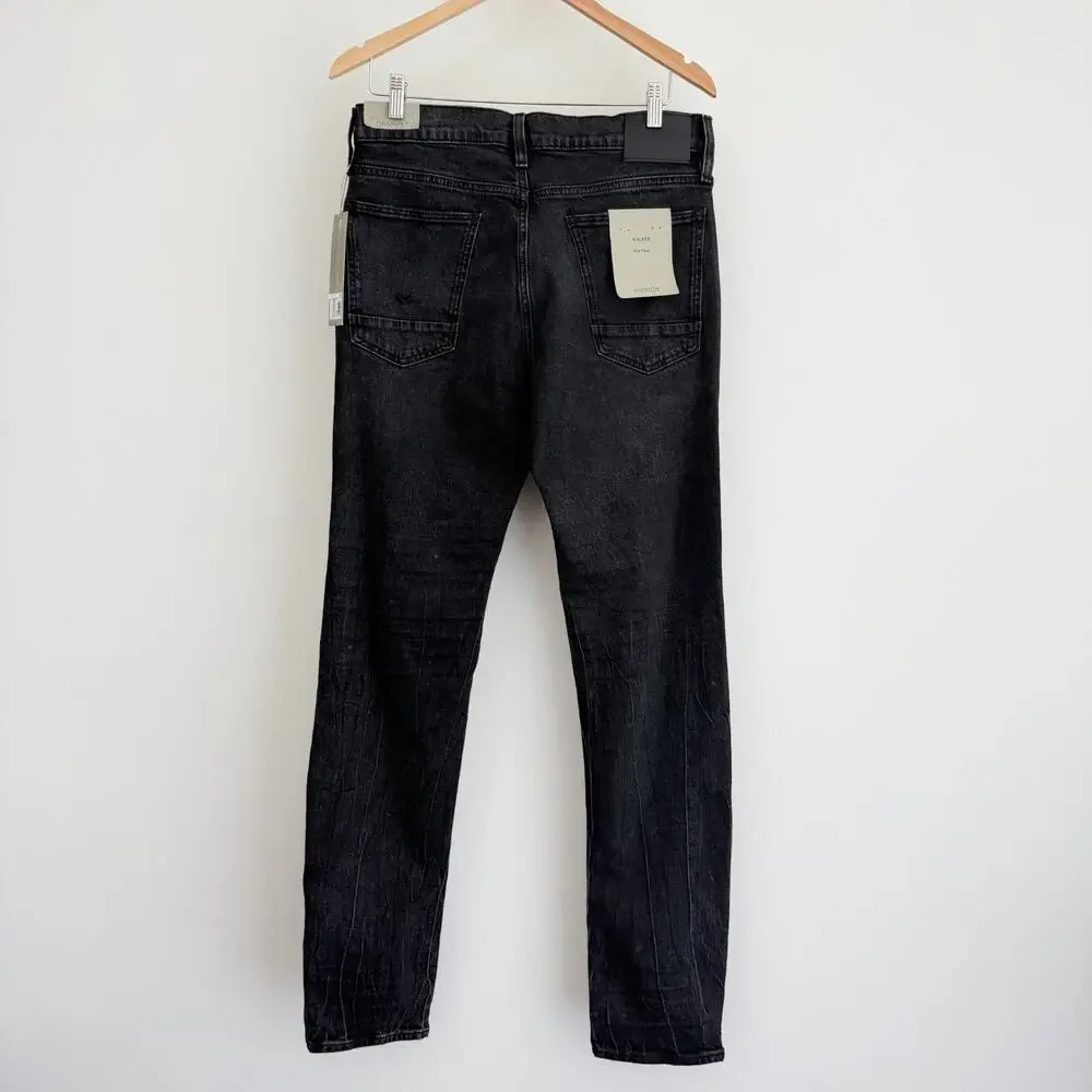 Hudson Walker Kick Flare Jeans Men 32x35 Black Destructed Distressed Denim Zip